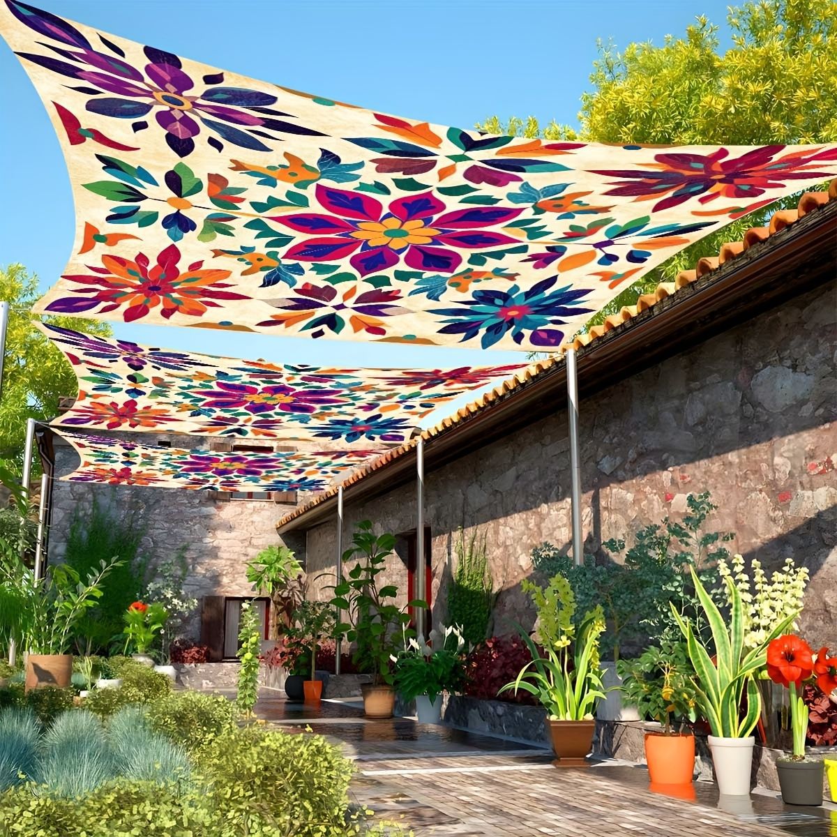 Outdoor Camping Tarp - Lona de Camping con Diseño Floral,