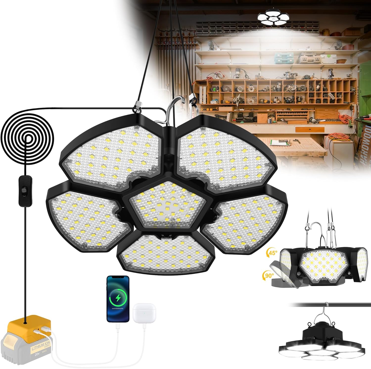 Outdoor Camping Jobs - Lámpara de Trabajo LED para Exteriores,