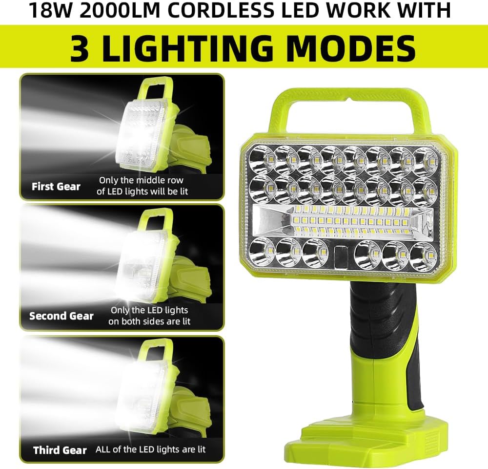 Outdoor Camping Jobs - Linterna LED inalámbrica de 18W y