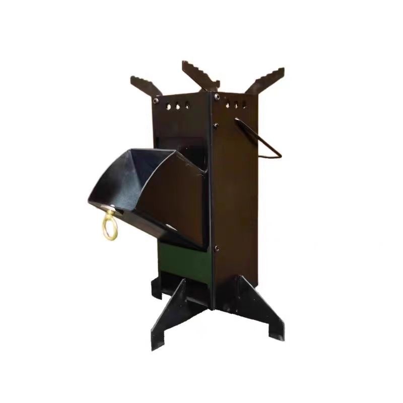 Outdoor Camping Wood Burning Stove - Estufa Portátil Tipo Cohete, de Acero