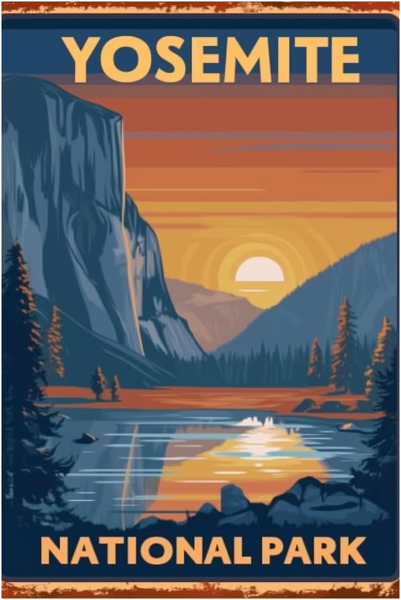 Outdoor Camping Yosemite - Letrero de metal para senderismo y
