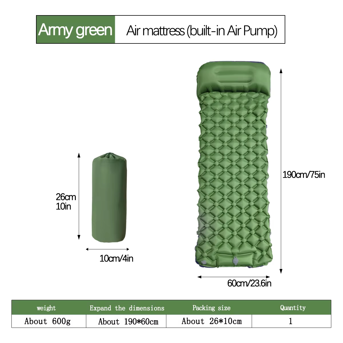 Colchón inflable para acampar  - Outdoor Camping Mat reseña y precio