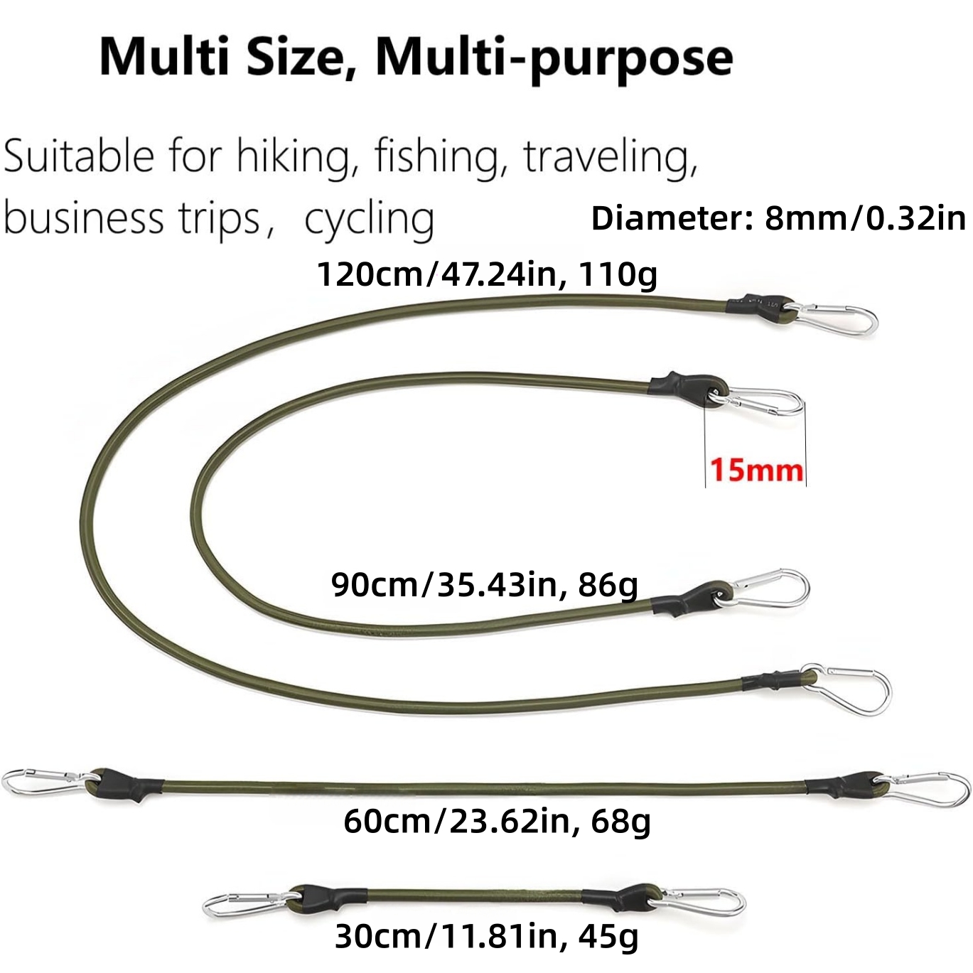 2 piezas de cuerda elástica co - Outdoor Camping Extension Cord reseña y precio