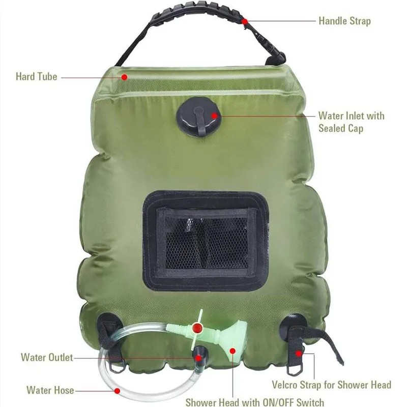 Bolsa de Ducha Solar de 20L, B - Outdoor Camping Hot Water Shower reseña y precio