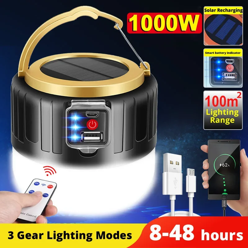 Luz LED Solar para acampar, Ba - Outdoor Camping Gazebo reseña y precio