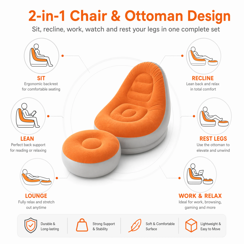 Sofá Inflable Tipo Flocado con - Outdoor Camping Folding Chair reseña y precio