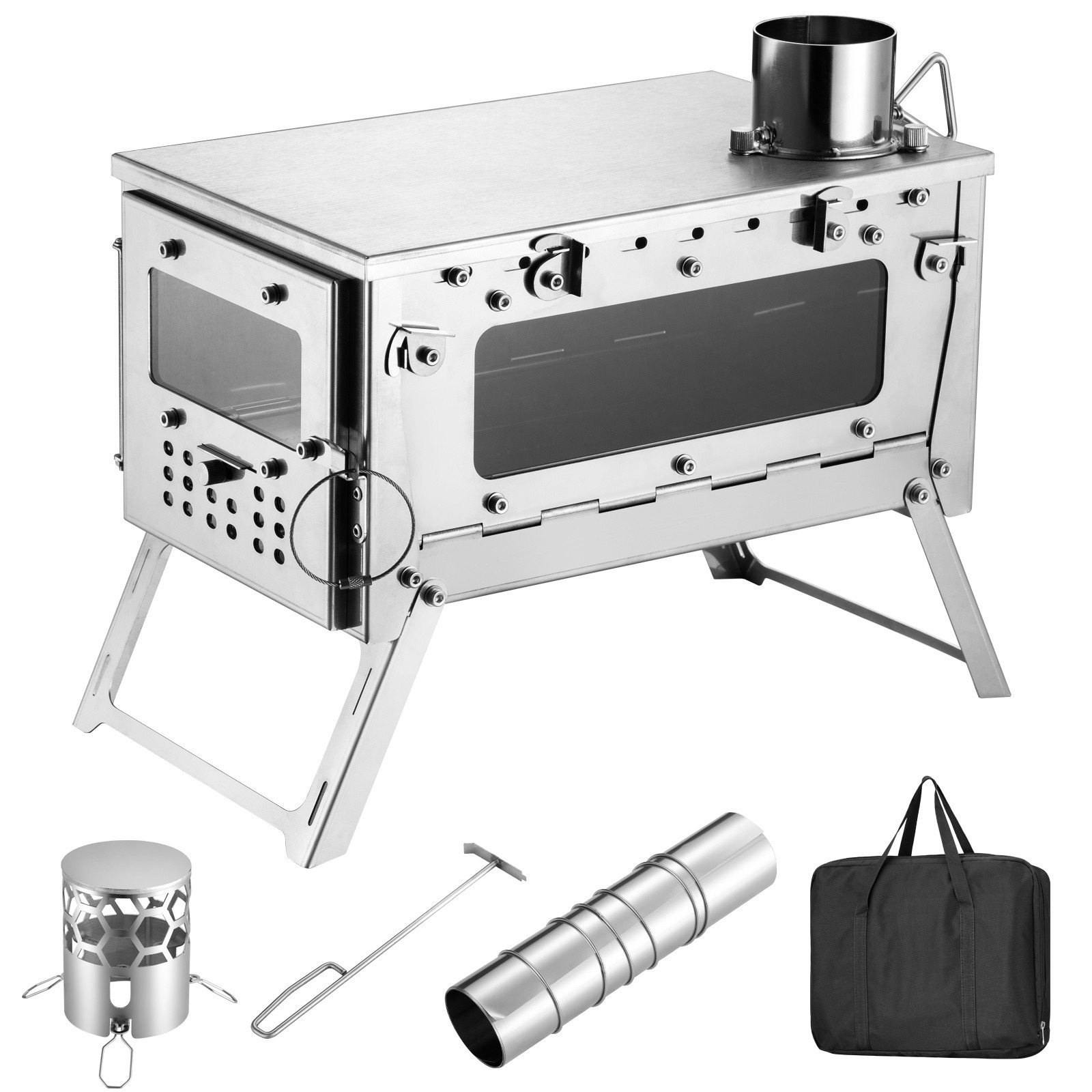Estufa de Leña de Acero Inoxid - Outdoor Camping Wood Burning Stove reseña y precio