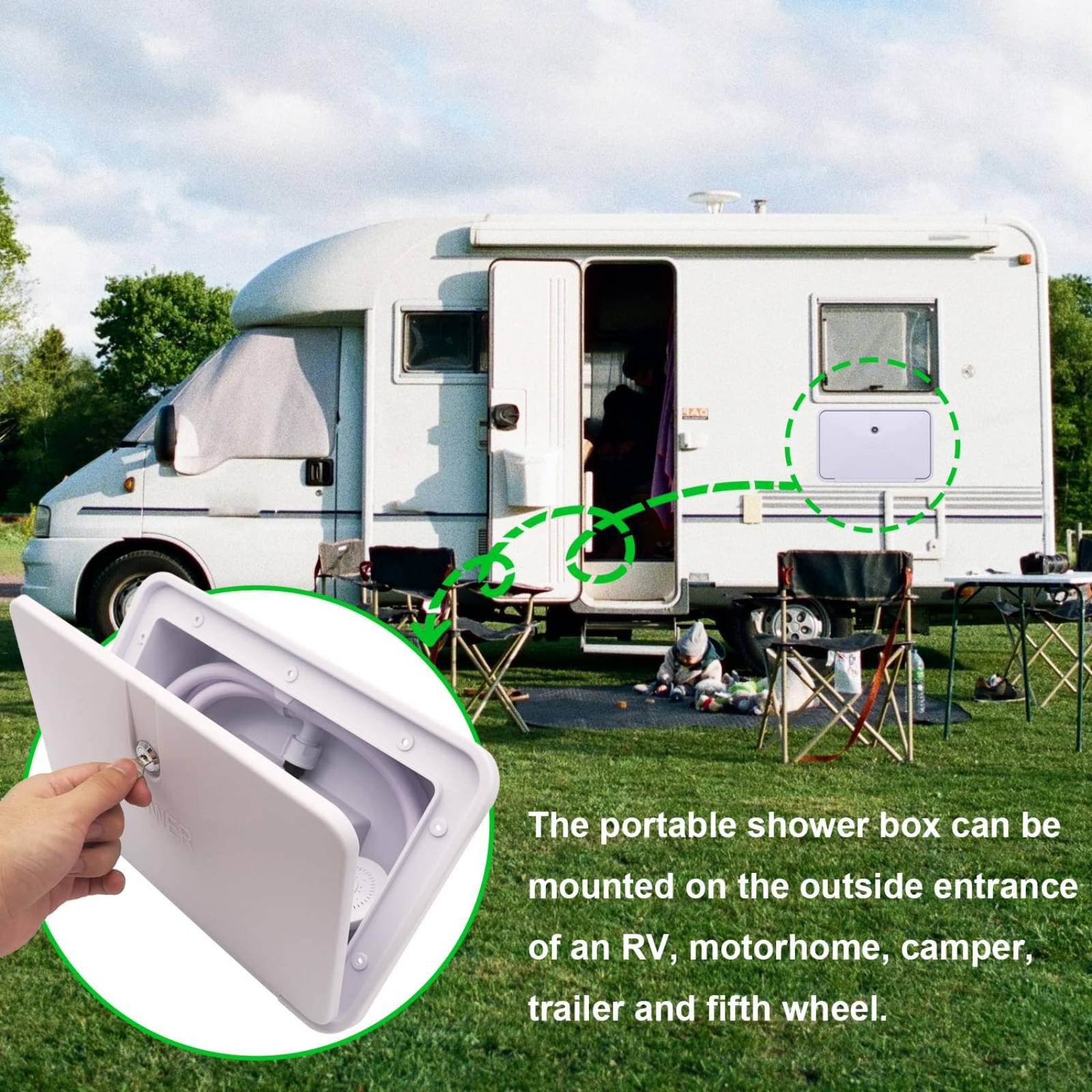 Caja de Ducha Exterior para RV - Outdoor Camping Box reseña y precio