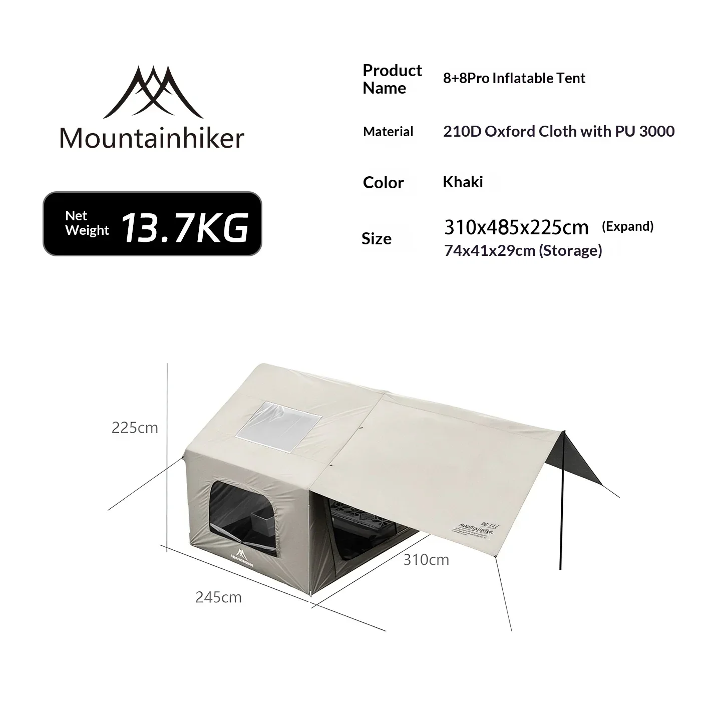 8+8 ㎡   Carpa inflable para ac - Outdoor Camping Gazebo reseña y precio