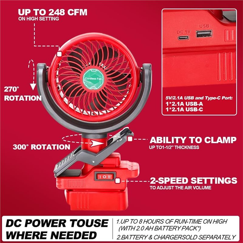 ¡OFERTA! Ventilador Inalámbric - Outdoor Camping Jobs reseña y precio