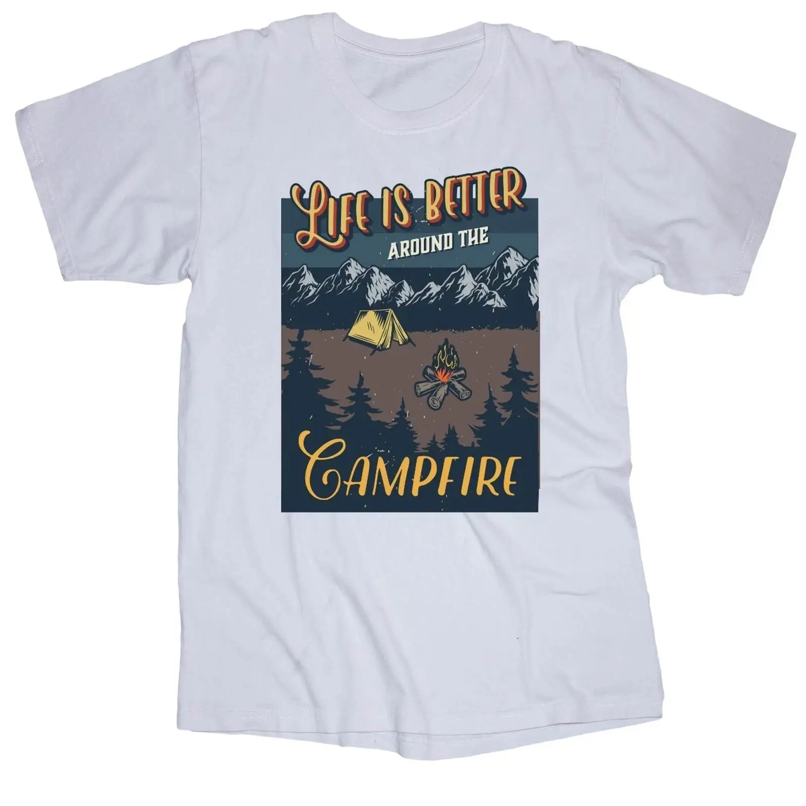 Camiseta blanca con estampado  - Outdoor Camping Quotes reseña y precio